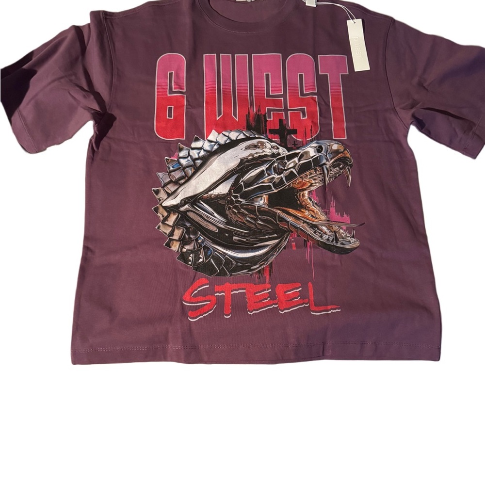 G West Purple Short Sleeve Tee with Bold Graphic Design